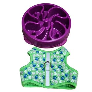 Slow Feeder Dog Bowl And Top Paw Dog Vest